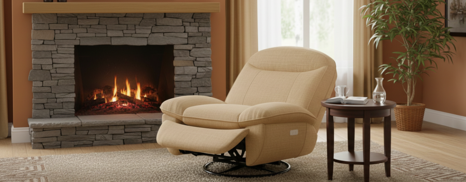 Fotel elektryczny FLAX 05 pomarańczowy SPC-FLAX-05_V3 w salonie