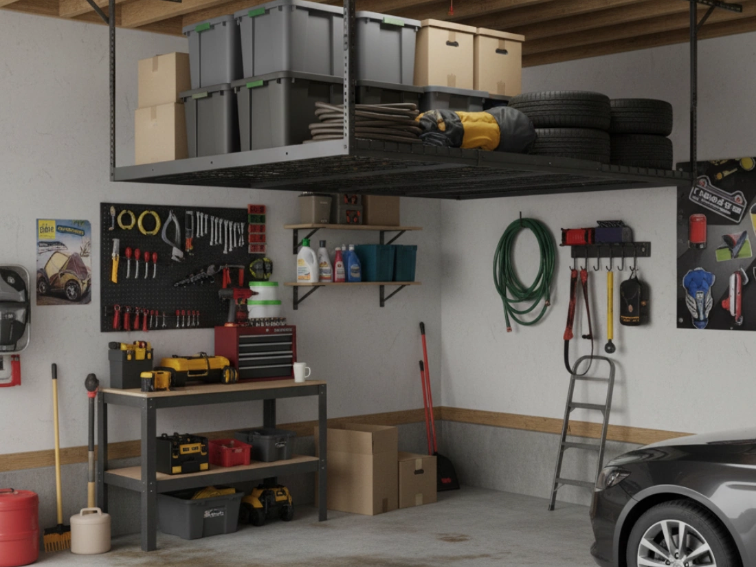 Regulowana wysokość półki garażowej sufitowej