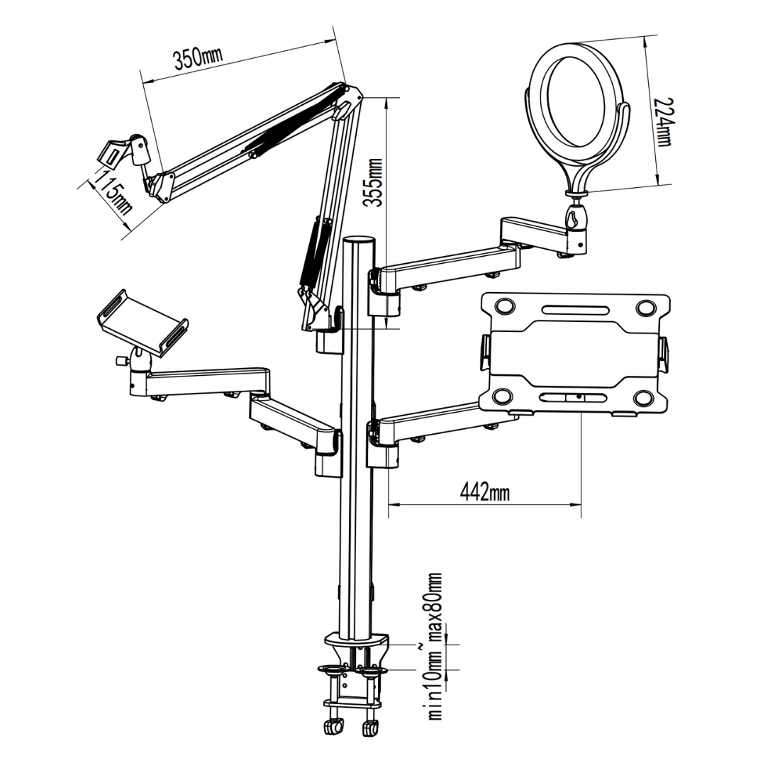 Creator's Mount Pro SPPC101B - rysunek techniczny