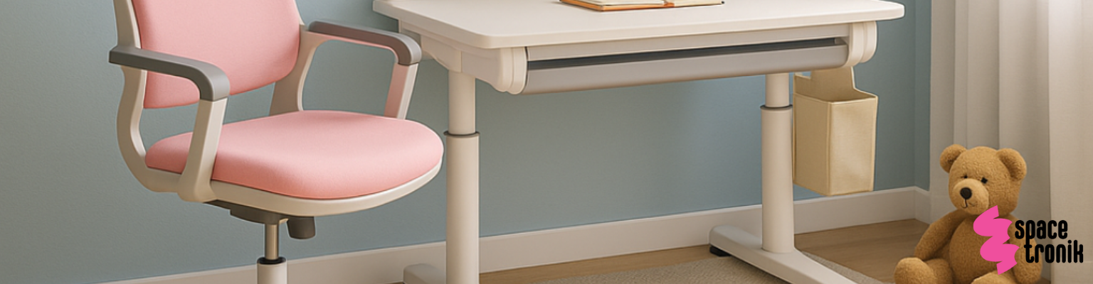 Ergonomiczny zestaw dla ucznia: biurko, krzesło i tablica z VESA