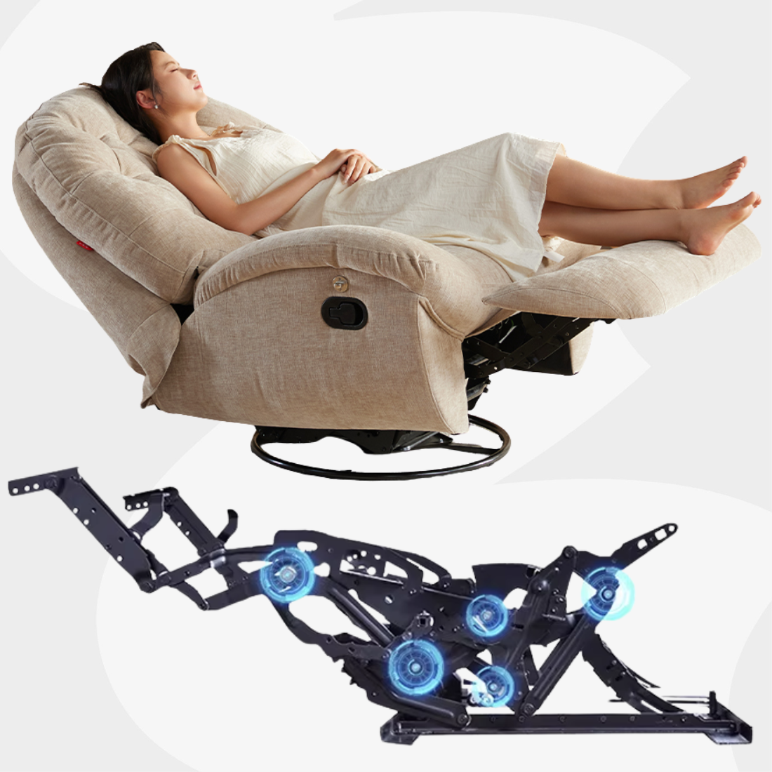 Fotel Flax 04M — pianka 30 kg/m³, tkanina AT5161, rama drewniano-metalowa