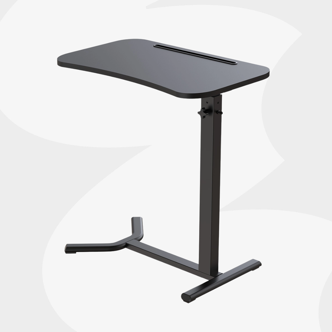 Stolik BUDDY 19 — blat 60×38 cm, rynna na telefon/tablet, stabilna podstawa