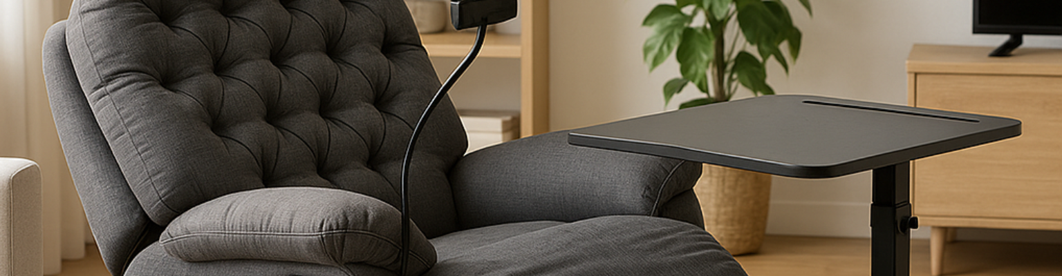 Zestaw: Fotel relaksacyjny Spacetronik Flax 04 elektryczny i stolik mobilny Spacetronik BUDDY 19