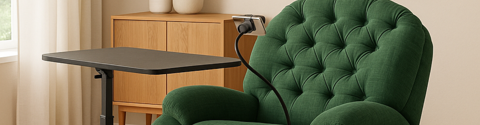 Zestaw: Fotel Spacetronik Flax 04 elektryczny i stolik Buddy Lite SPR-BUDDY-02-GBB