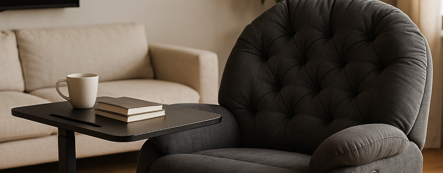 Zestaw FLAX 04M szary + BUDDY 05 – strefa relaksu i pracy