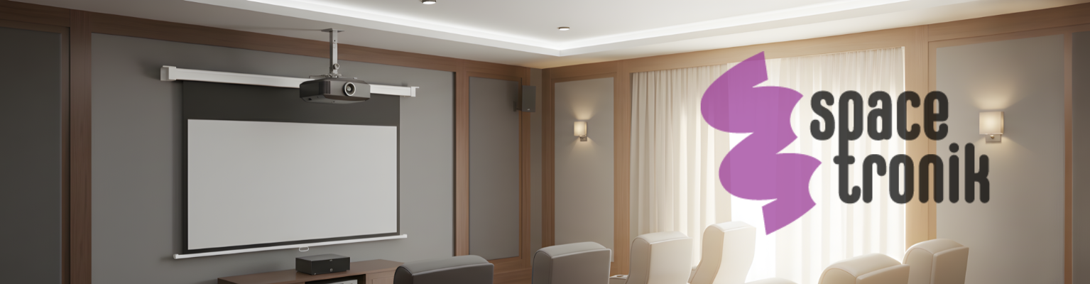 Zestaw: ekran projekcyjny ręczny, uchwyt sufitowy do projektora SPA-P02B i bezprzewodowy transmiter HDMI 1080p USB-C SPH-CW32