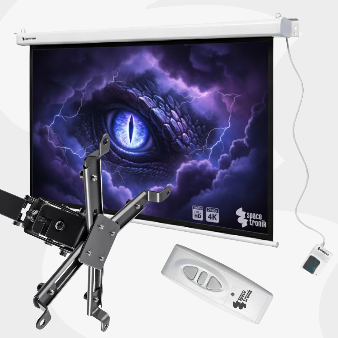Zestaw z elektrycznym ekranem projekcyjnym 4K HD i uchwytem do projektora SPA-P01B