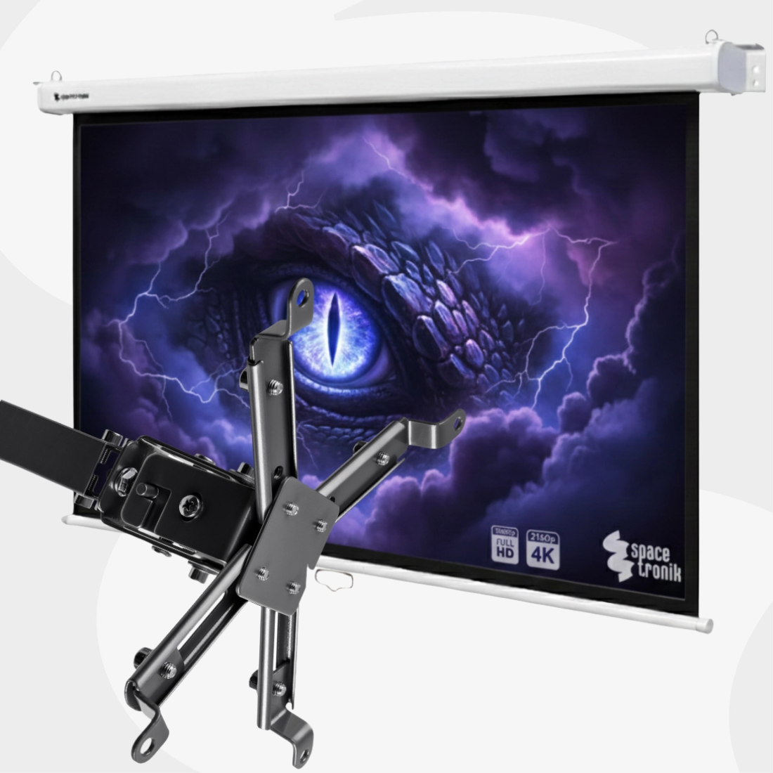 Zestaw ekran projekcyjny ręczny z uchwytem do projektora Spacetronik SPA-P01B