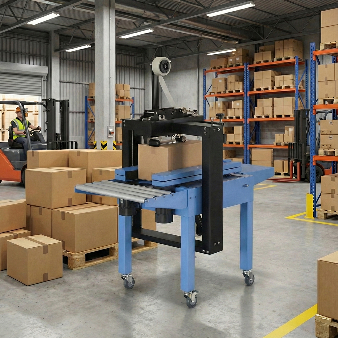 wizualizacja-zaklejarki-polautomatycznej-w-magazynie-logistycznym