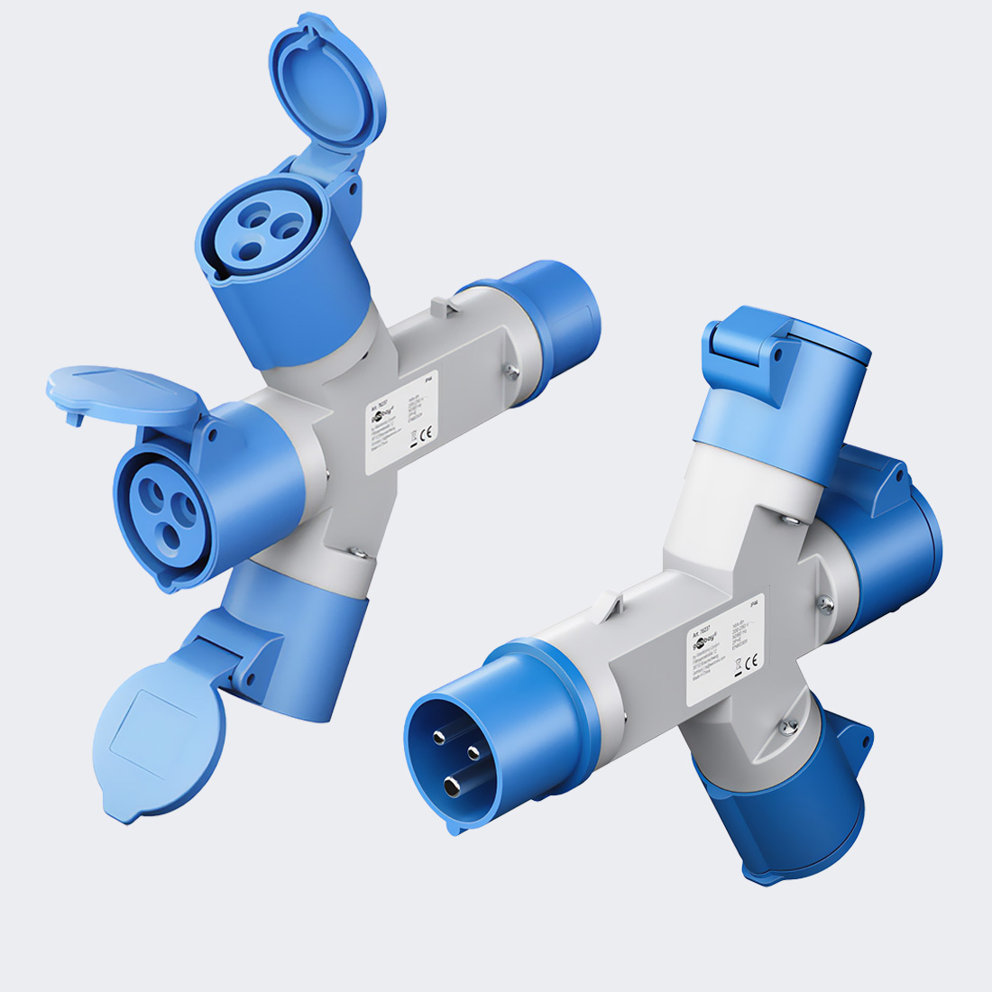 adapter-goobay-prezentacja-złączy-cee-do-trzy-razy-cee-230v-16a-typu-y