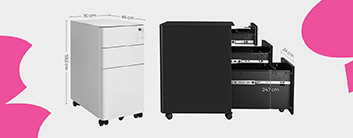 szafka podbiurkowa z szufladami, metalowa szafka biurowa, szara szafka pod biurko, szafka Spacetronik SPC150, szafka na dokumenty A4, mobilna szafka z zamkiem