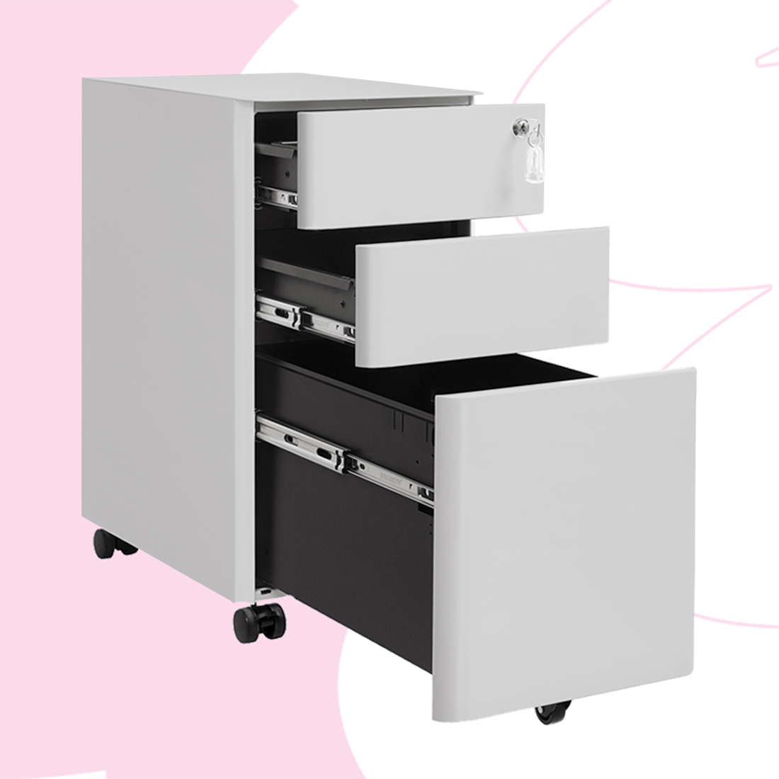 szafka z trzema szufladami SPC150, organizacja dokumentów, szuflada A4 Legal Letter F4