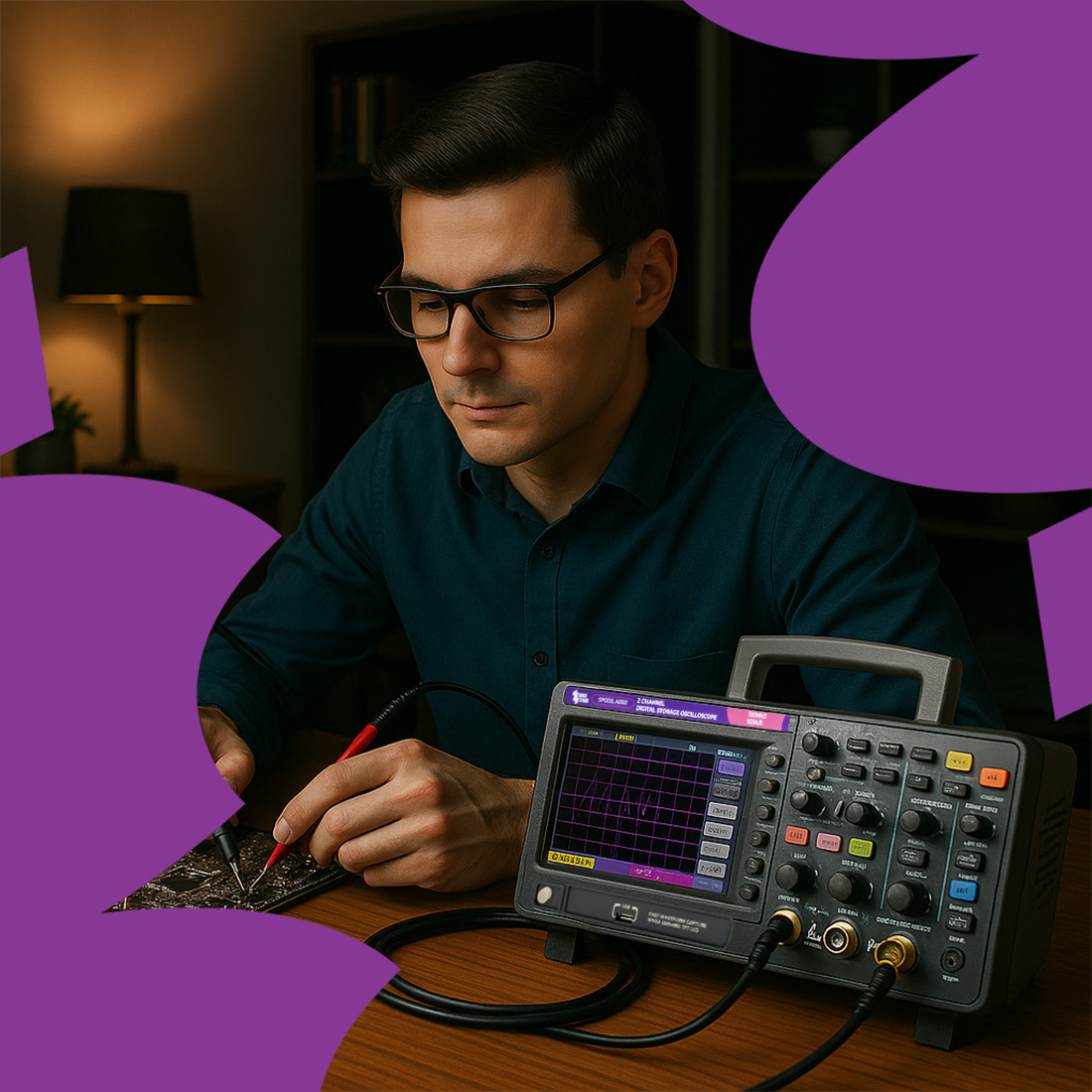 oscyloskop-cyfrowy-z-pamięcią-dwa-kanały-pomiarowe-a2100-od-spacetronik-posiada-sondy-pomiarowe-umożliwiające-sprawną-pracę