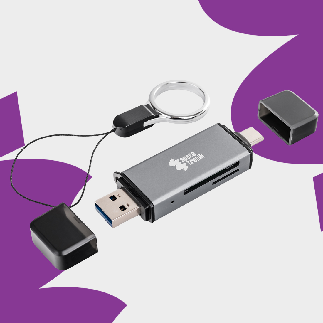 adapter-spacetronik-z-usb-a-usb-c-i-czytnikiem-kart