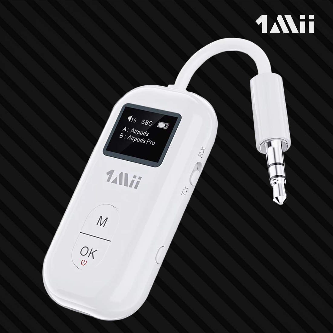 1Mii SafeFly Pro nadajnik odbiornik Bluetooth 5.2 OLED aptX LL HD Adaptive