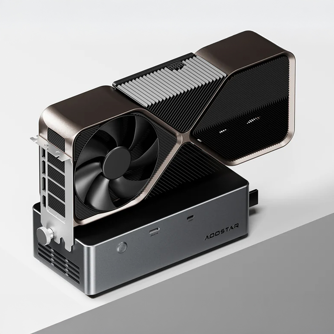 AOOSTAR AG02 eGPU Dock – aluminiowa konstrukcja i kompaktowe wymiary 22.5×11×6 cm