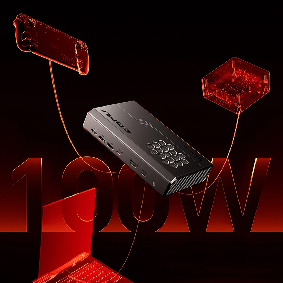 AOOSTAR XG76XT eGPU – ładowanie laptopa 100 W przez USB4 Power Delivery