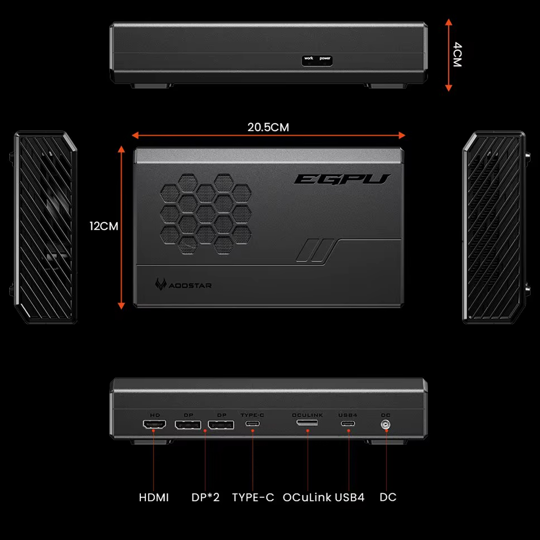 AOOSTAR XG76XT eGPU z Radeon RX 7600 XT – porty i kluczowe parametry