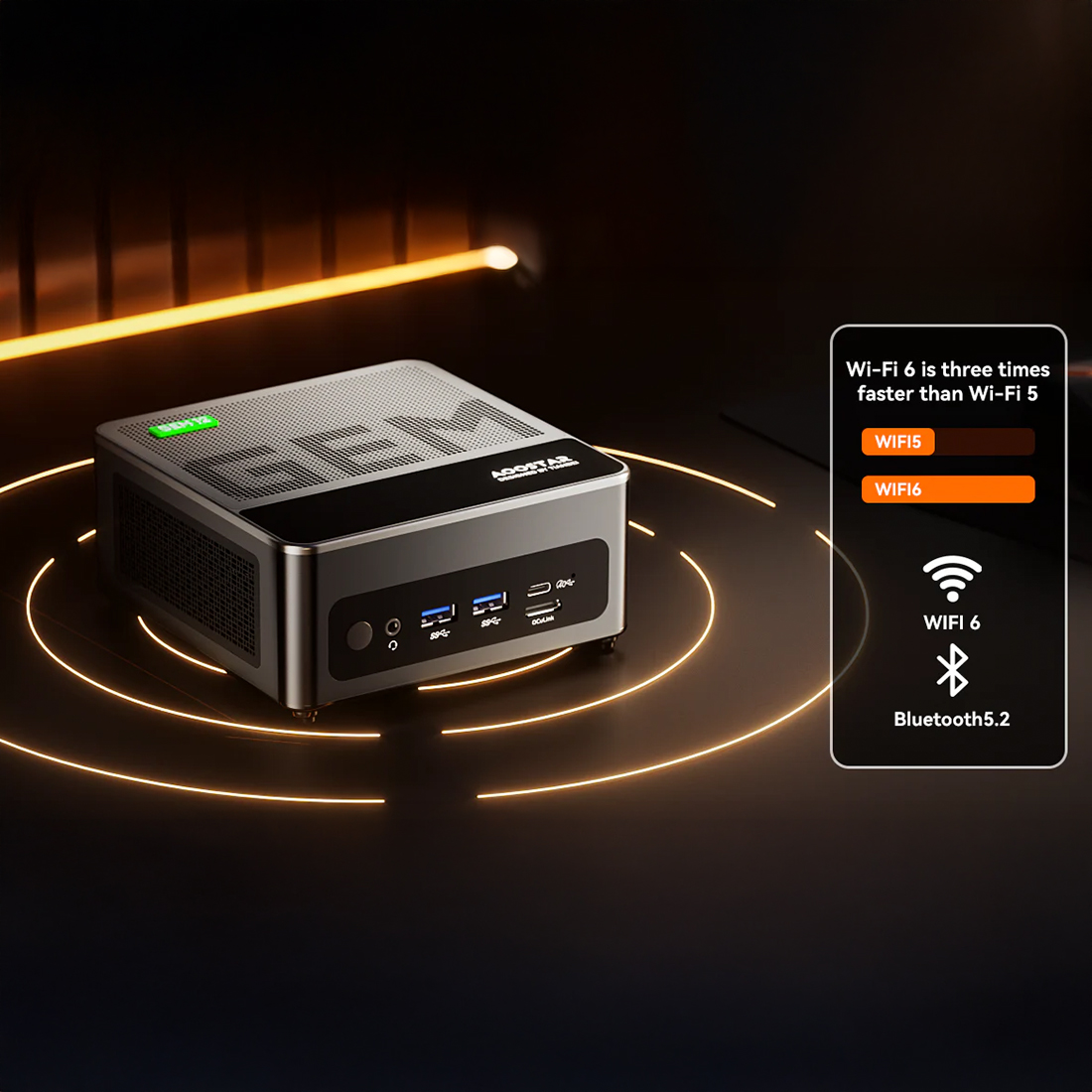 AOOSTAR GEM12+ – szybka łączność Wi-Fi 6 i Bluetooth 5.2