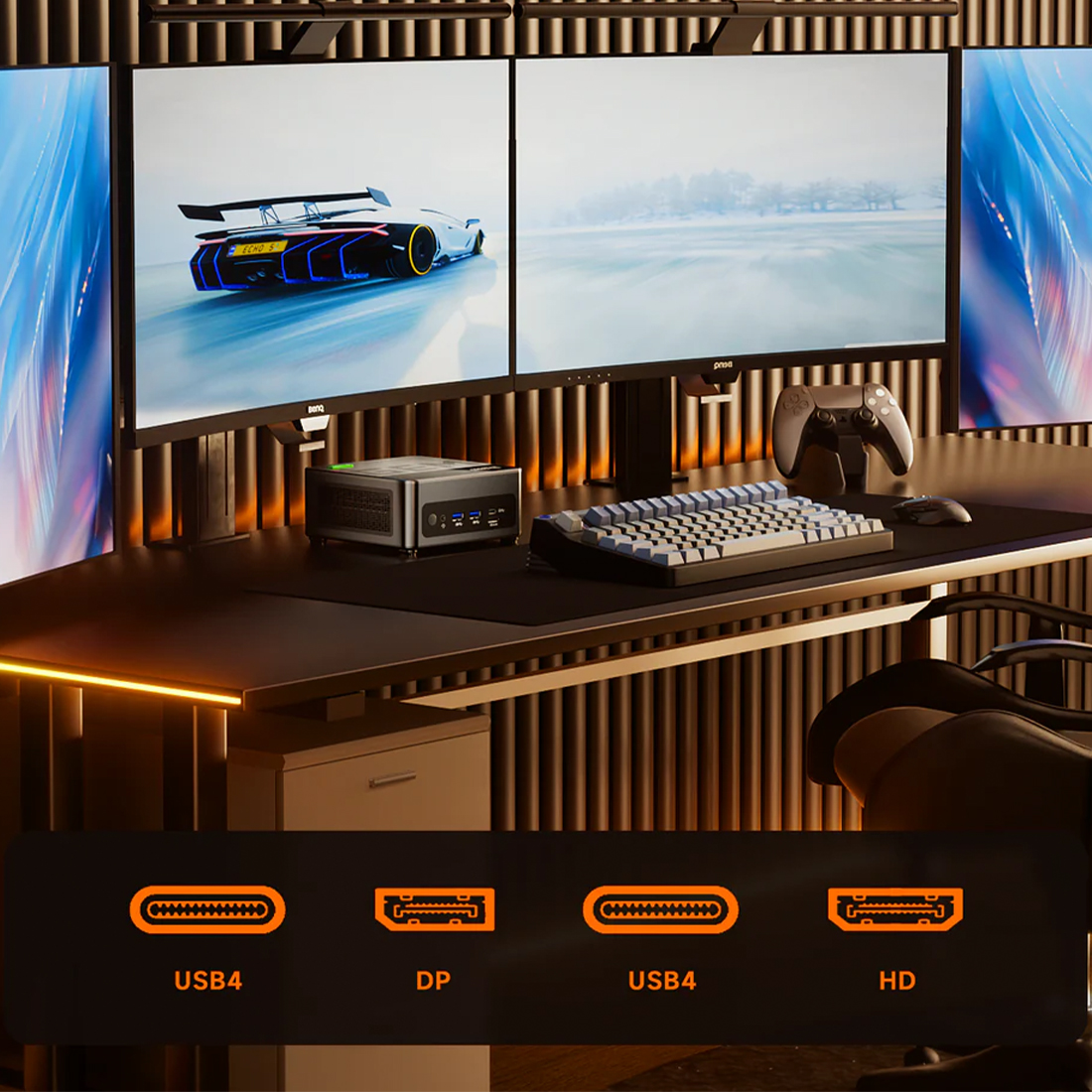 AOOSTAR GEM12+ – obsługa do 4 monitorów przez USB4, DP i HDMI 2.1