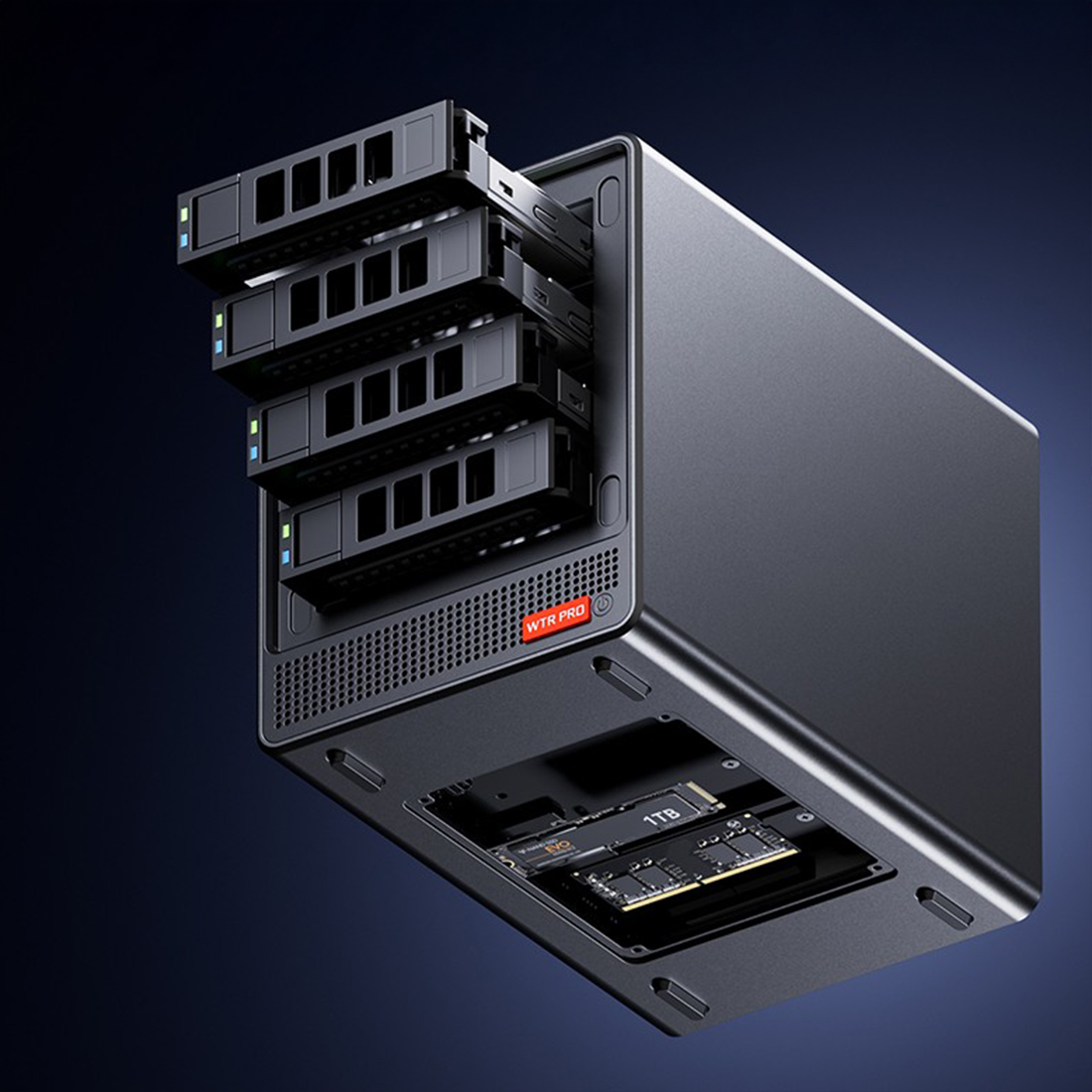 AOOSTAR WTR PRO – dysk 1 TB NVMe i cztery zatoki SATA