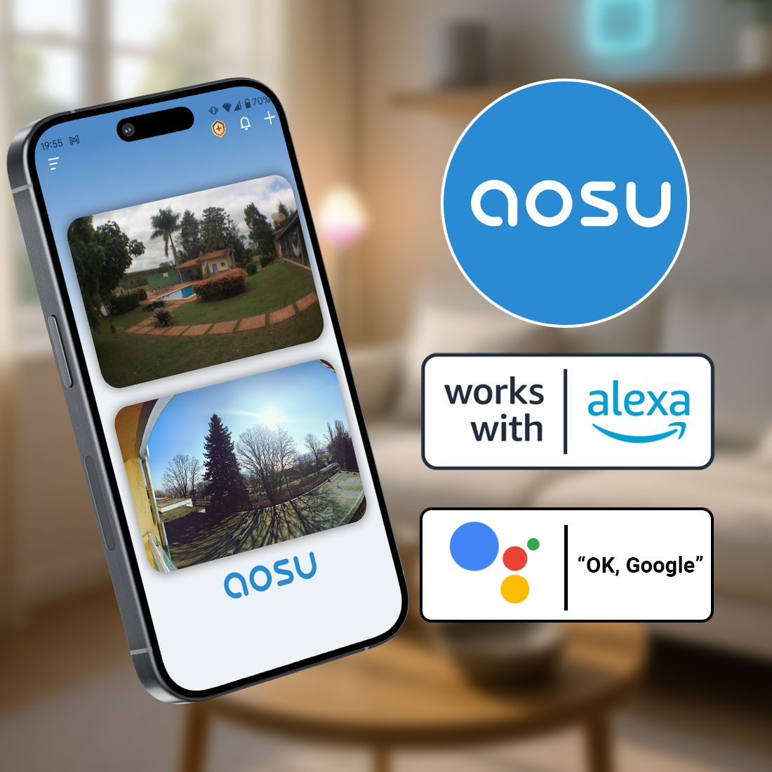 aosu P1 SE kompatybilność Google Assistant Amazon Alexa monitoring