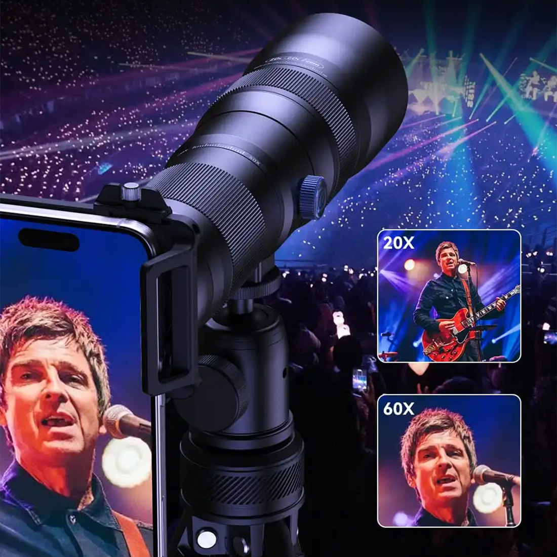 Zestaw APEXEL TeleCular 3 20–60X – teleobiektyw, statyw i adapter do smartfona