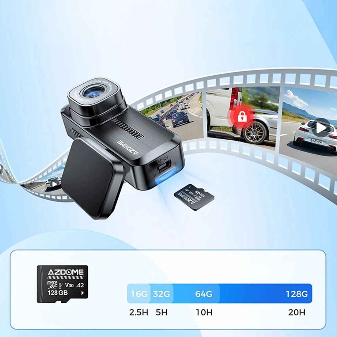 Azdome M200 loop recording nagrywanie w pętli nadpisywanie plików