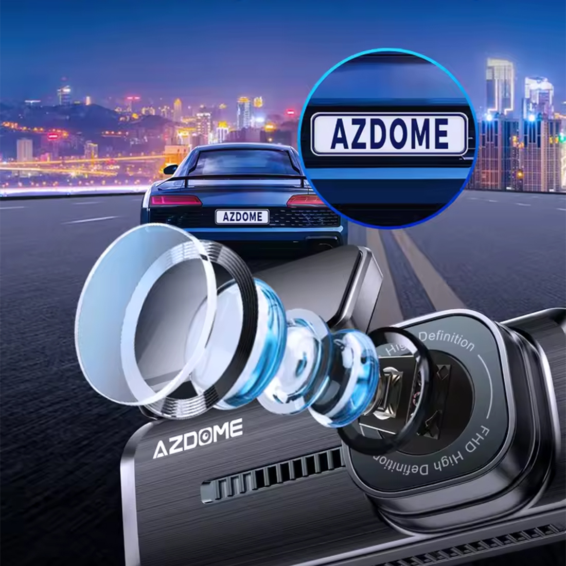 Azdome M200 tryb nocny night vision poprawiona widoczność