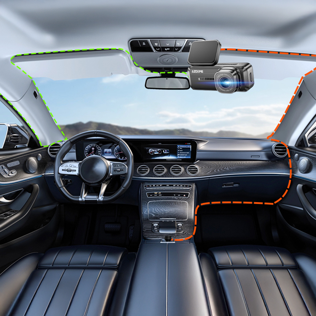 Azdome M200 kompaktowa mini kamera samochodowa za lusterkiem z montażem na taśmę 3M