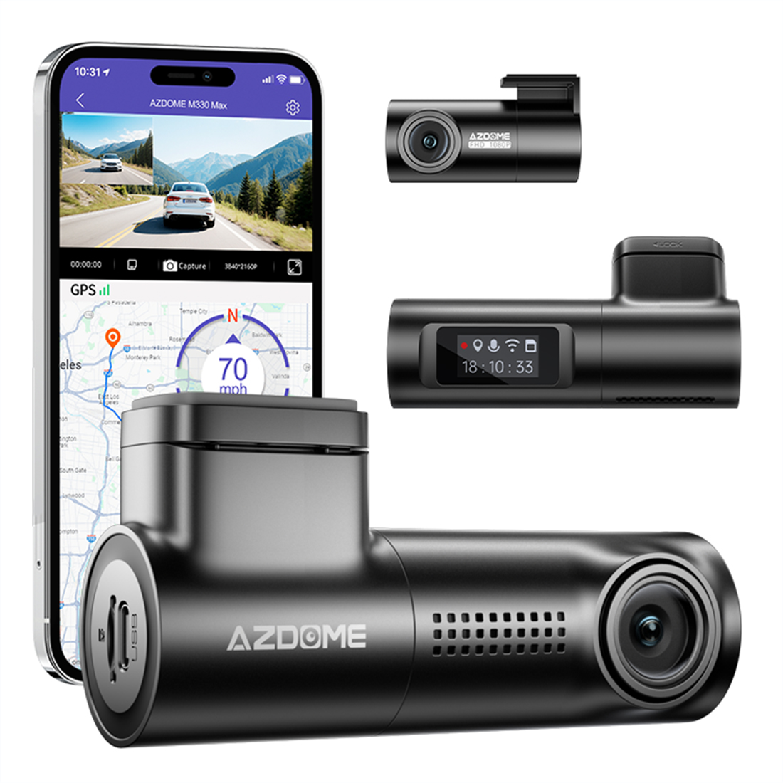 azdome m330 max dual cam kamera samochodowa 4k 2.5k z szerokim katem widzenia i adas