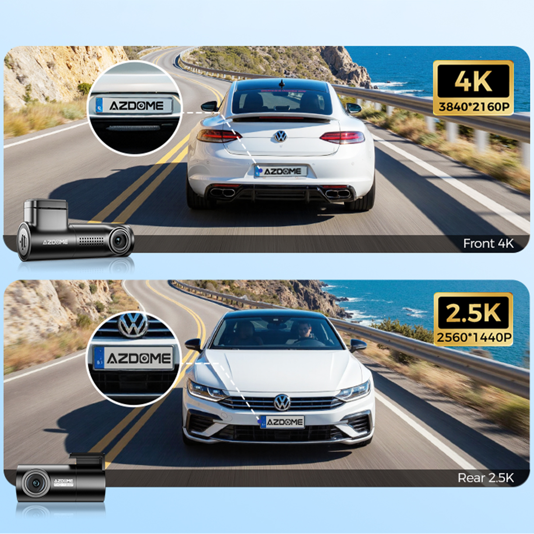 azdome m330 max kamera samochodowa przod 4k tyl 2.5k wysoka rozdzielczosc nagran