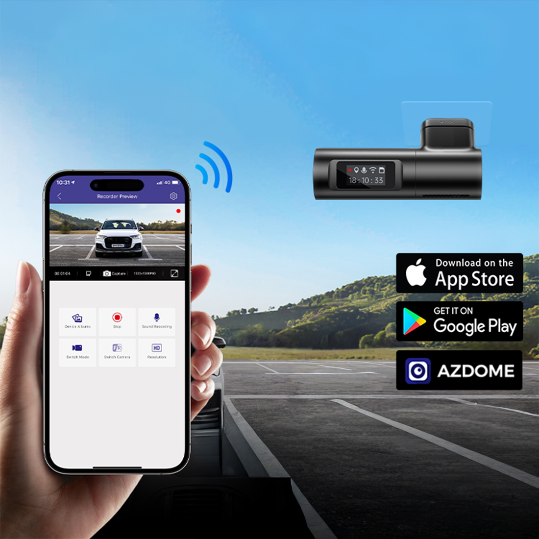 azdome m330 max wifi 5g polaczenie z aplikacja mobilna i sterowanie glosowe