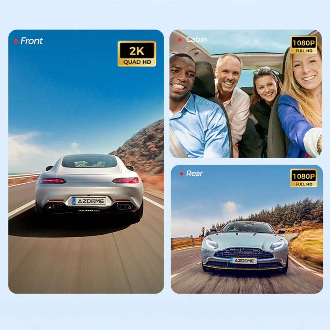 AZDOME S58 4G trzy kamery przód tył wnętrze nagrywanie 2K Full HD HDR