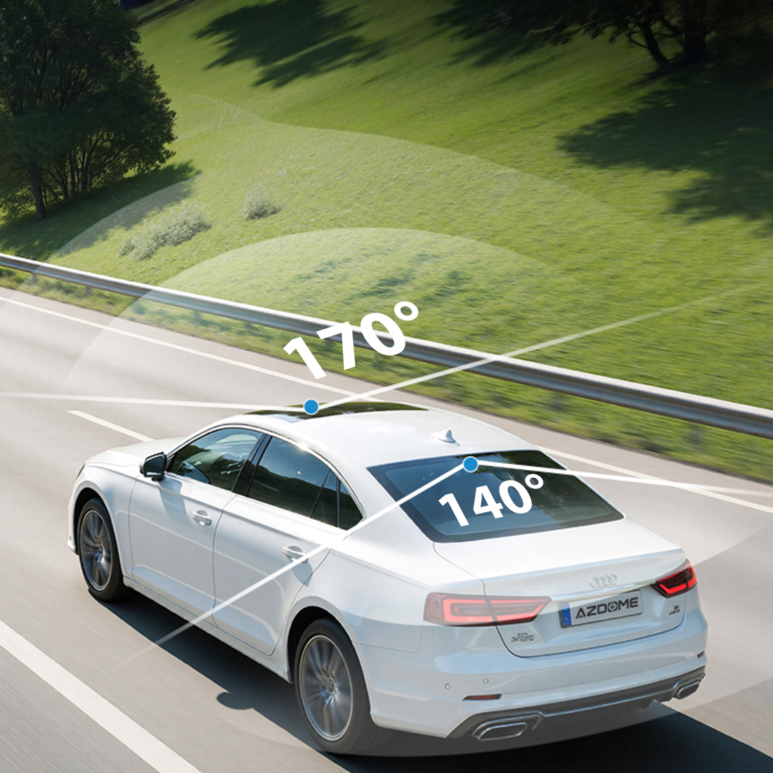 AZDOME S58 4G szeroki kąt widzenia 170 stopni przód 140 stopni tył i wnętrze nagrywanie otoczenia auta