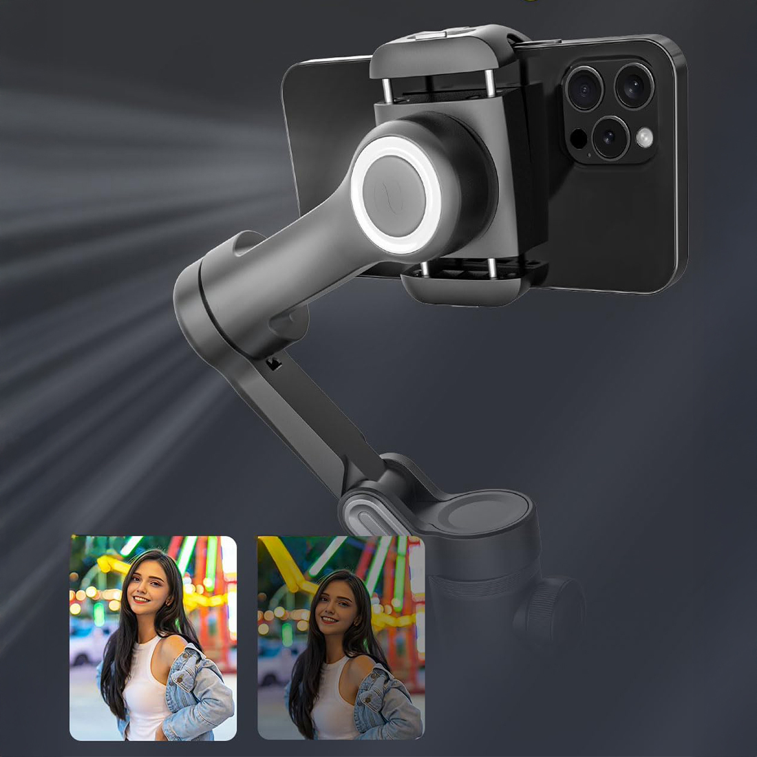 Wbudowana lampa i wyświetlacz OLED w gimbalu