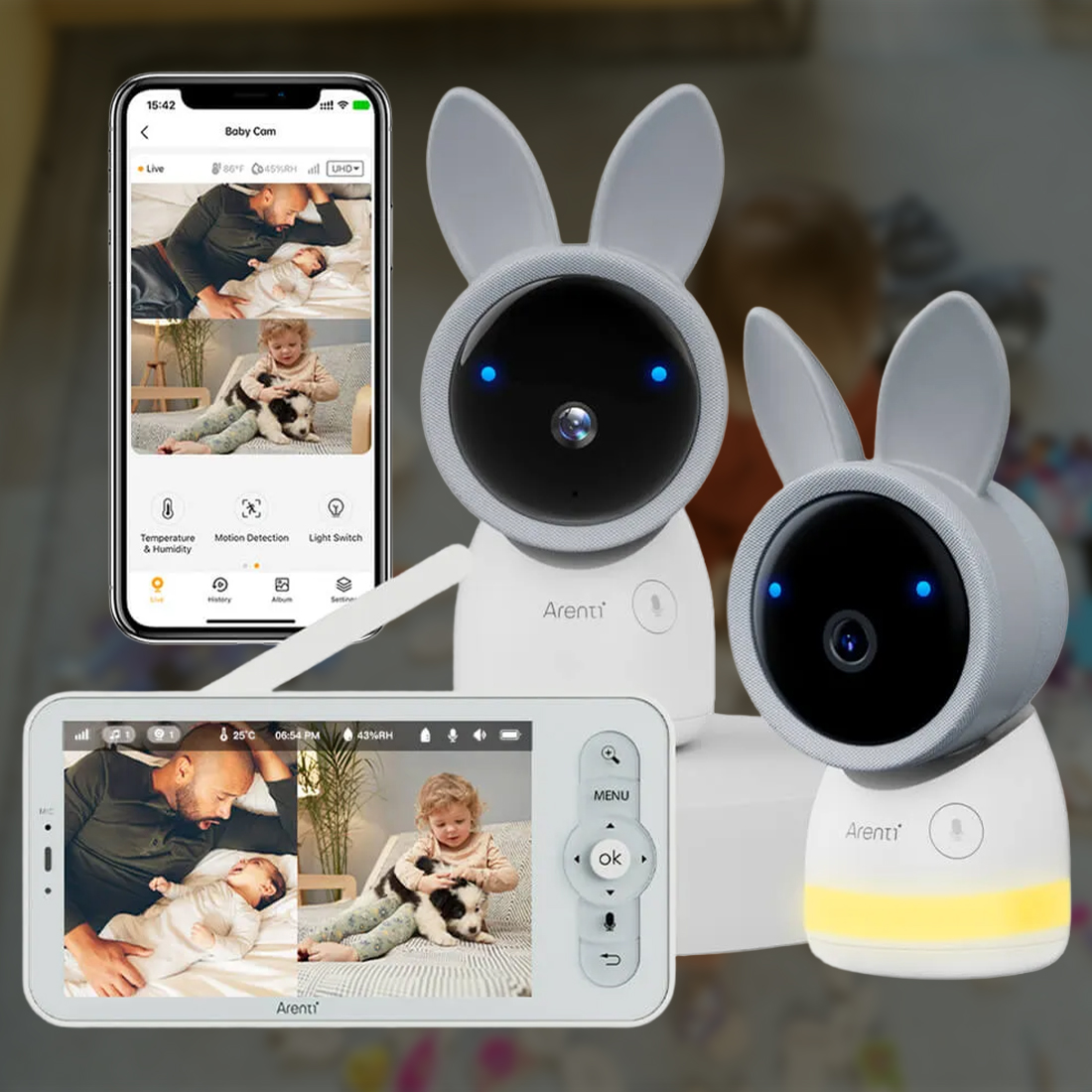 Arenti AInanny B2 Smart – 2 kamery i ekran z trybem split-screen