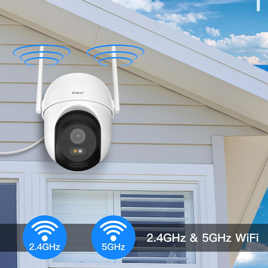 Arenti OP1 kamera Wi-Fi Dual-Band 2,4 GHz i 5 GHz dla stabilnego połączenia