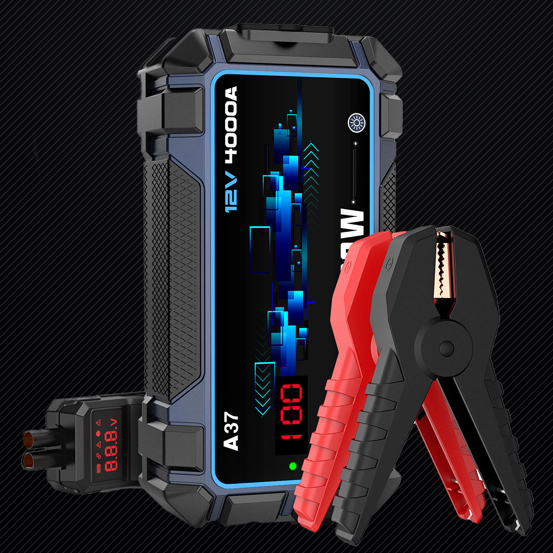 AVAPOW A9 Max (A37) booster 12V 4000A z USB-C PD 60W, IP65 i 9 zabezpieczeniami – powerbank rozruchowy do auta/SUV/van