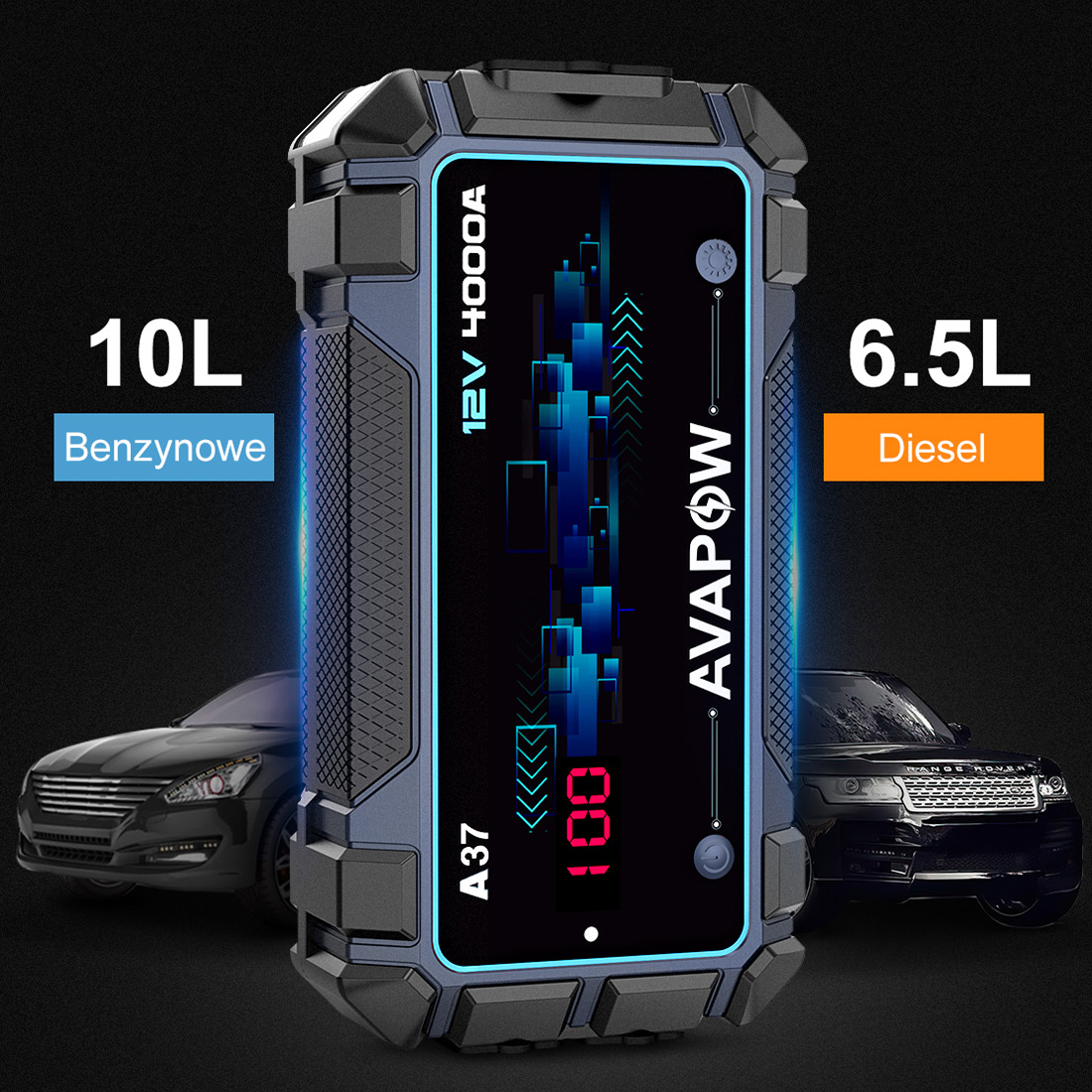 AVAPOW A9 Max A37 z USB-C Power Delivery 60W – ładowanie laptopa i telefonu, szybkie wejście/wyjście PD