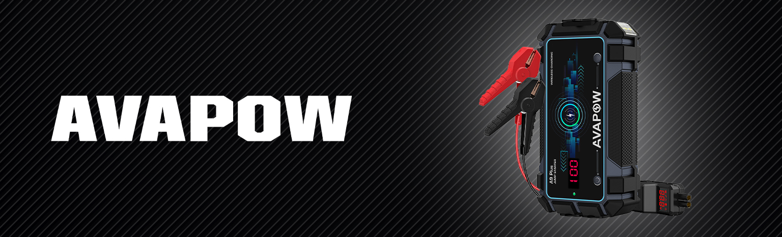 AVAPOW A9 Plus booster rozruchowy 12V 2000A z USB-C, QC3.0 i ładowaniem bezprzewodowym – jump starter do samochodów benzynowych 8L i diesla 6.5L