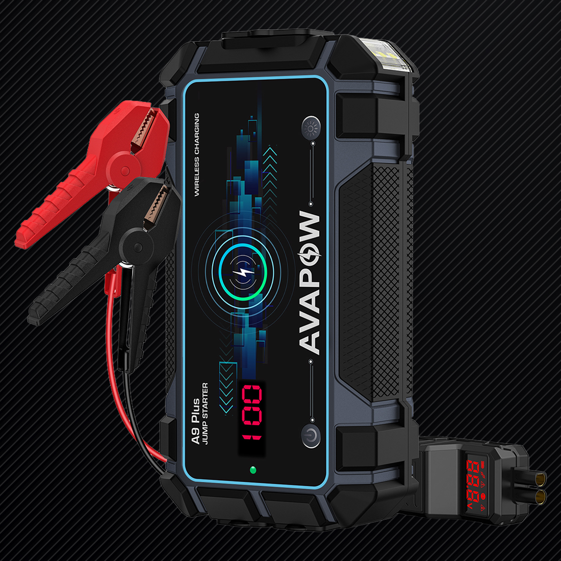 AVAPOW A9 Plus booster 12V 4000A z USB-C PD 60W, IP65 i 9 zabezpieczeniami – powerbank rozruchowy do auta/SUV/van