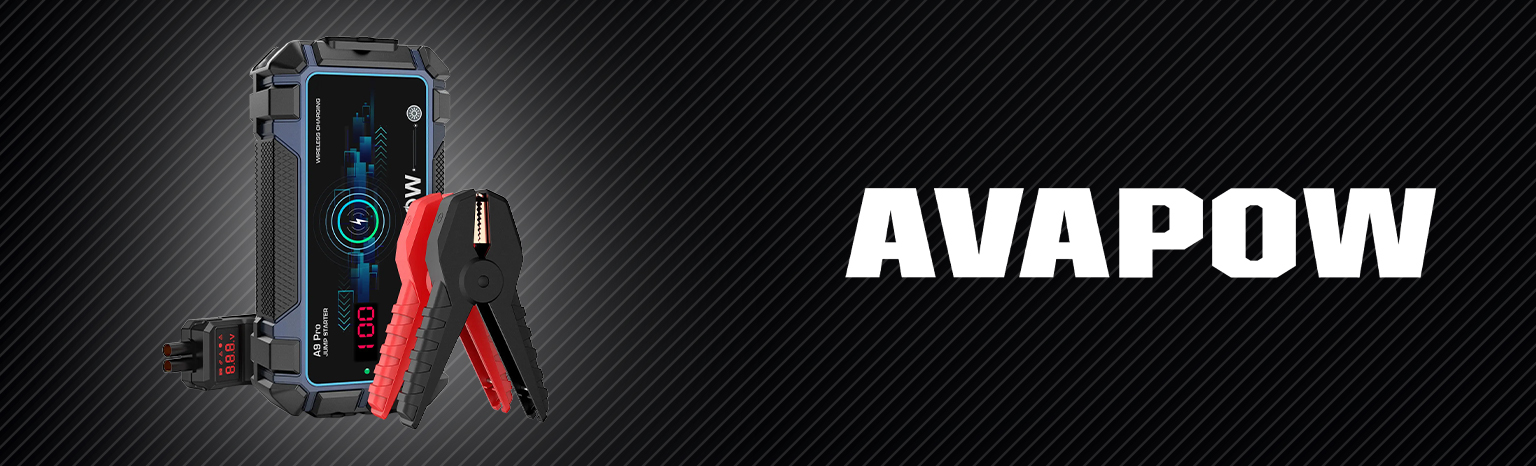 AVAPOW A9 Pro booster rozruchowy 12V 2500A z USB-C, QC3.0, microUSB i ładowaniem bezprzewodowym – jump starter do samochodów benzynowych 8L i diesla 4.5L