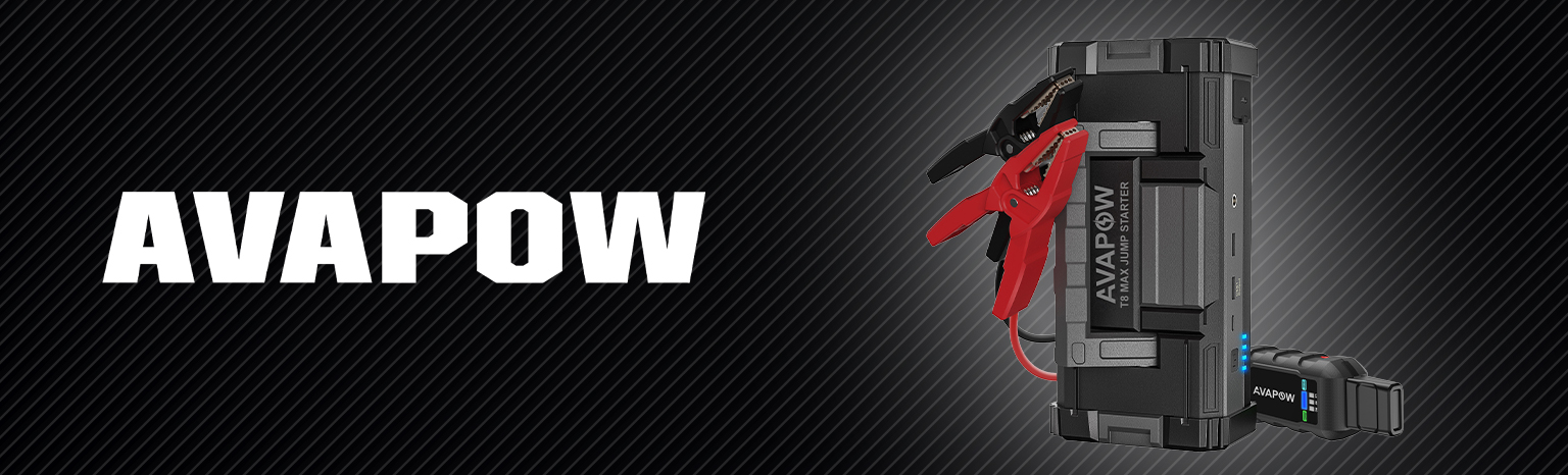 AVAPOW T8 Max booster rozruchowy 12V 6000A z USB-C, QC3.0 i wyjściem 12V – jump starter do samochodów benzynowych i diesla do 12L