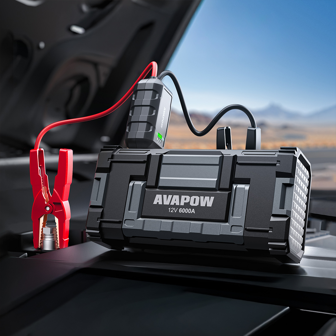 AVAPOW T8 Max booster rozruchowy 12V 6000A z funkcją Force Start – idealny do samochodów benzynowych i diesla do 12L