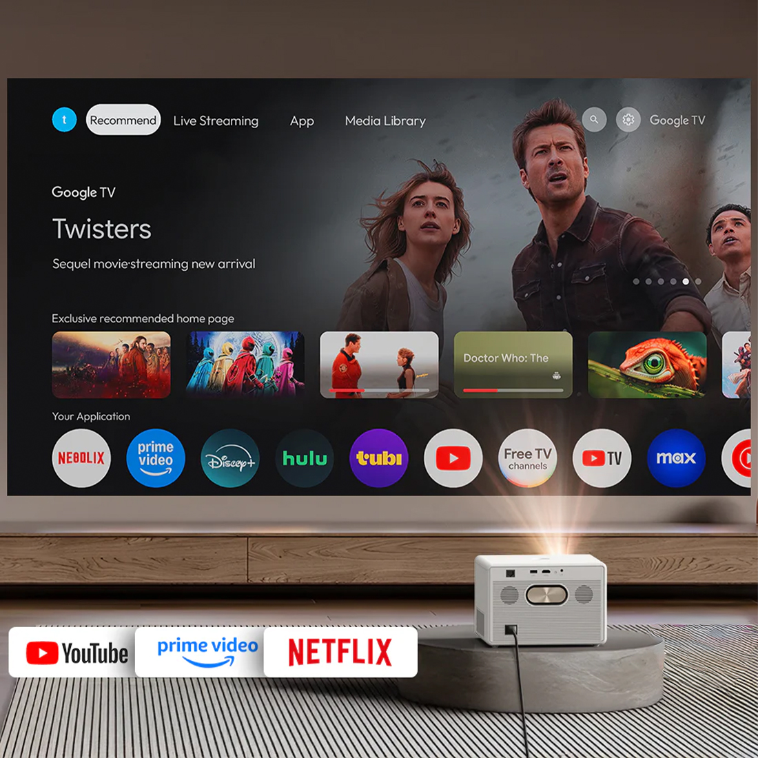 BYINTEK PLATO T5 Max Google TV 11 system Smart TV projektor