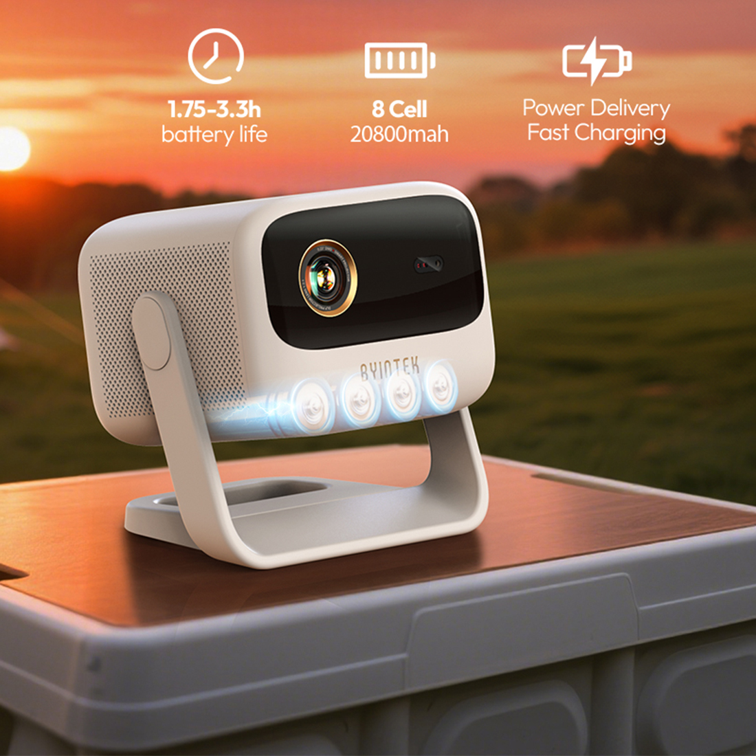 BYINTEK UFO U90 bezprzewodowy projektor z baterią Google TV i WiFi