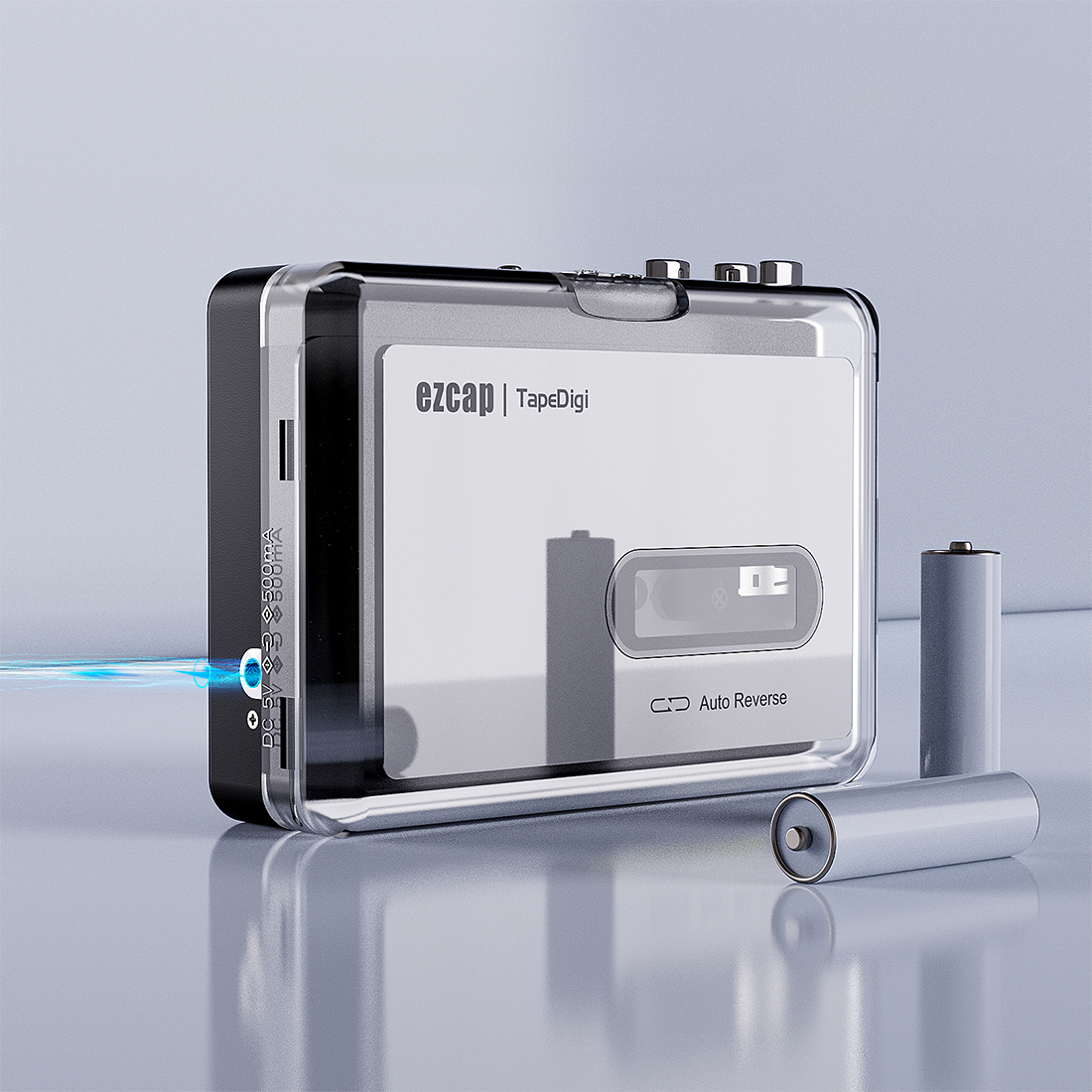 EZCAP 231 TapeDigi USB – zasilanie z portu USB lub dwóch baterii AA