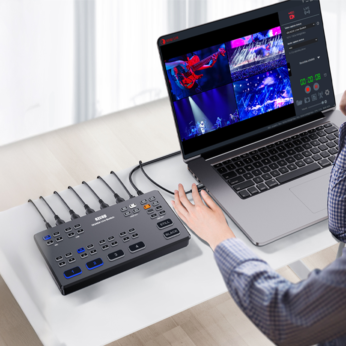 EZCAP QUADA Live Switch mikser HDMI z wyjściem słuchawkowym monitoring audio