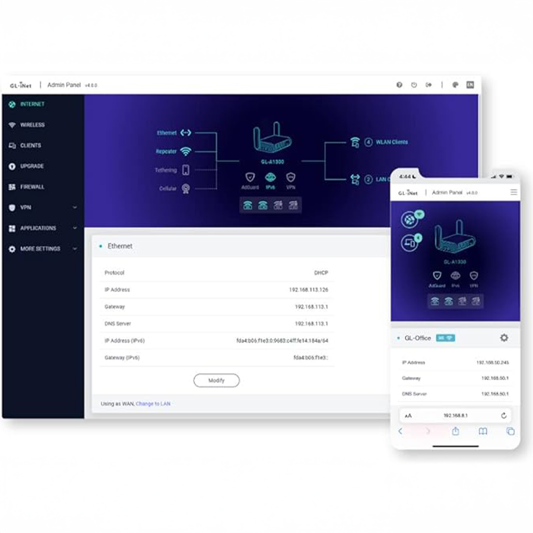 GL.iNet Slate Plus GL-A1300 VPN i AdGuard Home ochrona prywatności sieci